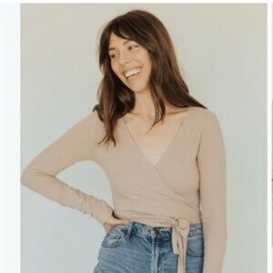 Neuflora Bailey Wrap Ribbed Knit Top